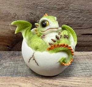 Dragon Baby In Egg Green Resin Figurine 3.5" x 3" - Picture 1 of 4