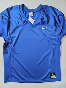 Nike Football Jersey Large Blue White Swoosh Fitted Shoulder Sleeve Fall Sports - Picture 1 of 11