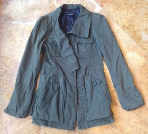 Nanette Lepore Cotton Stretch Asymmetrical Cargo Coat Jacket, Olive Green, 6 - Picture 1 of 10