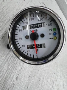 Motorcycle Speedometer Chrome Universal KM/H indicator lights - Picture 1 of 8