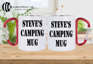 Taza de metal y esmalte para camping - MANGO ROJO - Acero blanco - 300 ml - Imagen 1 de 4