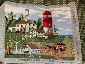 completed Dimensions Farm Scene Crewel Embroidery Vintage 1980 - Picture 1 of 4