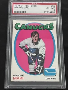 Wayne Maki 1971 OPC PSA 8, Vancouver Canucks, no. 58 - Imagen 1 de 2