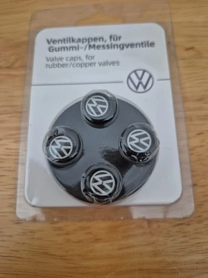 Genuine VW Black  Tyre Valve Caps Wheel Dust Caps For Rubber Metal Valves. - Image 1 of 4