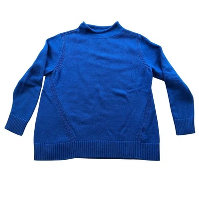 Karen Scott Womens Sweater Large Long Sleeve Blue Mock Neck Pullover Cozy Casual - Image 1 of 4