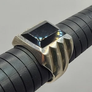 Vintage Mexico Taxco schwarzer Onyx Ring Siegelring Sterlingsilber 925 Gr. 11 17,6 Gramm - Bild 1 von 12