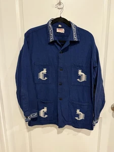 Camisa Vaquera Occidental Mayatex Vintage Bordada 100% Algodón Azul ¡Única! - Imagen 1 de 11