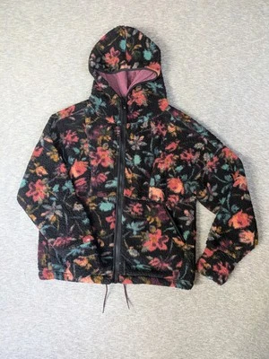 Prana Hoodie Women Large Sherpa Polar Escape Full Zip Black Fleur Teddy Organic - Image 1 of 4