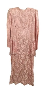 Vintage Scott McClintock 80er Kleid rosa Spitze Schleife Gr. 12 wunderschön - Bild 1 von 8