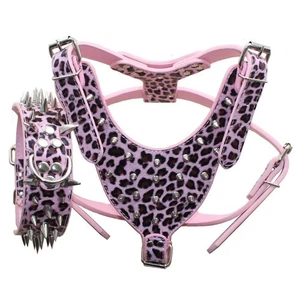 Spiked Studded PU Leather Dog Harness Collar Set for Large Breed Pit Bull Bul... - Picture 1 of 5