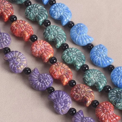 10pcs Snail Shell Shape 20x16mm Coated Opaque Glass Beads For Jewelry Making Lot - Image 1 of 4