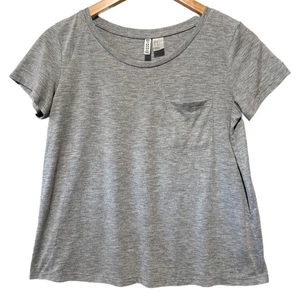 H&M Divided Basic T-Shirt grau Kurzarm Tasche Oberteil Gr. XS - Bild 1 von 10