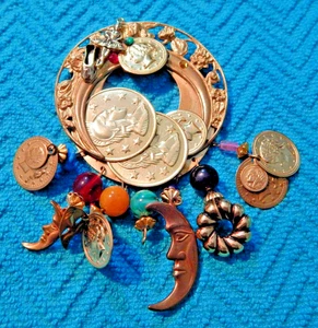 Vintage Signed Katrina Large Brooch 1980's Boho Bohemian Retro Swank Hippie - Picture 1 of 7