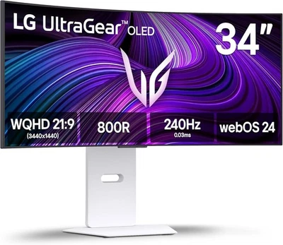 Monitor para juegos LG UltraGear 34GX90SA-W 34" UltraWide QHD 240Hz curvo OLED HDR Foto 1 de 4
