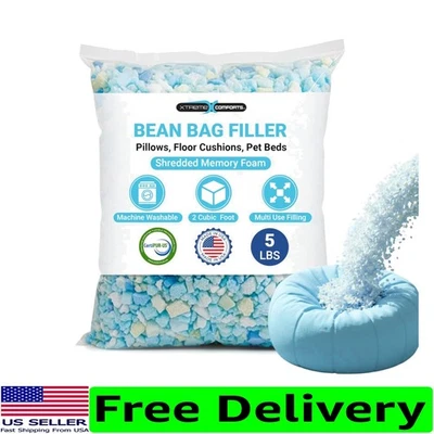 Versátil relleno de bolsa de frijoles de 5 libras: espuma viscoelástica lavable para cojines y manualidades Foto 1 de 4