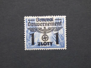 Original German WW2 Third Reich General Government Stamp,1 Zloty ,SG 388a,MLH - Picture 1 of 1