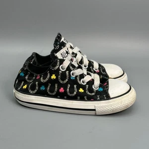 Converse All Star Lucky Clover Kleinkind Kinder Mädchen Größe 7 Schuhe schwarz Hufeisen - Bild 1 von 9