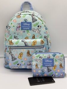 Loungefly Disney Dogs Floral Mini Backpack and Wallet Set