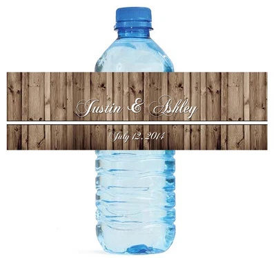 100 etiquetas rústicas de madera para botellas de agua para boda compromiso nupcial compromiso nupcial Foto 1 de 3