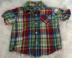 Baby Gap Toddler Boy Size 18-24M Multicolored Plaid Short Sleeve Button Up Shirt - Picture 1 of 3