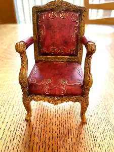 VTG Dollhouse French Baroque Hand Painted Red Gold Armchair Furniture FML 98 1:6 - Picture 1 of 10