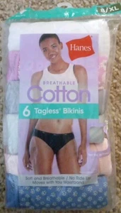 Hanes Women's Cotton Bikini 6 Pack, Size 8,XL Assorted, MultiColor  Preshrunk - Picture 1 of 2