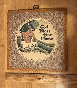 Vintage Wandrelief Gott segne unser Zuhause 1979 C.M.Paula Landhaus - Bild 1 von 3