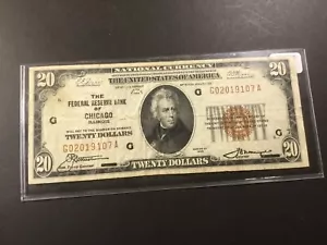 1929 National Currency S20 Bill Note-Chicago-Low SN-G02019107 A - Picture 1 of 2