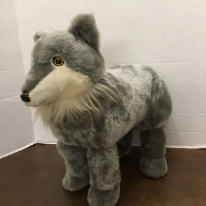WMG Wolf Footstool 46117 Plush 17” Tall 17” Long Gray - Picture 1 of 12