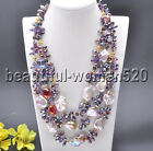 Z7591 3Strds 25mm Lavender Baroque Keshi Pearl drip Faceted crystal Necklace 21i