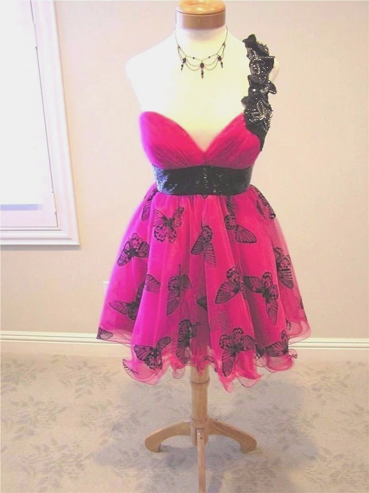 NUEVO CON ETIQUETAS JOVANI Un Hombro Baile de graduación Concurso Vestido Formal Vestido de Baile Rosa/Negro 10  Foto 1 de 4