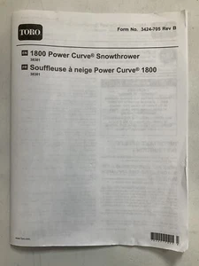 Toro 1800 Power Curve Snowthrower MANUAL Only In English & French OEM - Picture 1 of 12