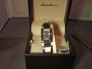 Vintage Eddie Bauer  Women's  Rectangle Wristwatch Japan Movement 3ATM Needs Bat - Picture 1 of 7