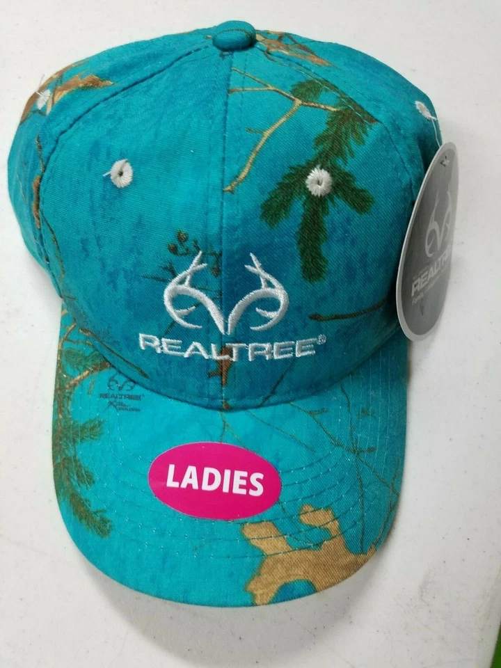 NUEVO SOMBRERO GORRA DE CAZA ESTAMPADO CAMUFLAJE VERDE AZULADO REALTREE PARA DAMAS CON LOGOTIPO  Foto 1 de 1