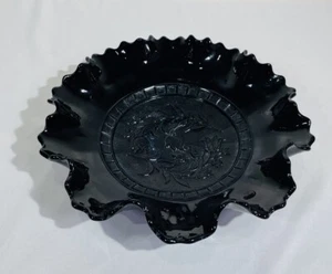 Wildflower Dugan Glas schwarz Glas geraffter Rand Schale - Bild 1 von 6