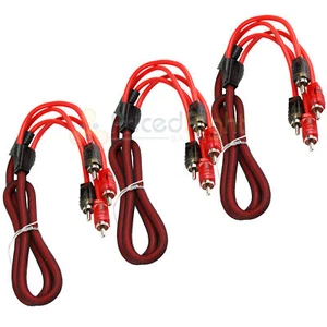 3 Pack 3 Ft RCA Cable OFC Interconnect DS18 R3 Competition Rated Performance Red - Picture 1 of 6