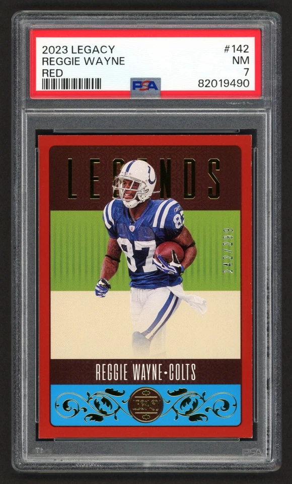 2023 PANINI LEGACY REGGIE WAYNE #142 RED 242/299 SP COLTS POP 1 PSA 7 NEAR MINT - Image 1 of 2