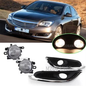 Pair Front Bumper Fog Light Lamp+Cover Grille For Opel Vauxhall Insignia 2013-17 - Picture 1 of 12