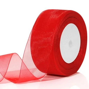Red Sheer Organza Ribbon 1.5 Inch x 50 Yards for Crafts Wedding Party Decor - Picture 1 of 7