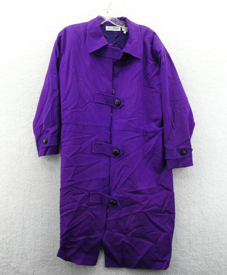 Bill Blass Overcoat Size 12 Womens Purple Button Up Jacket Suit Joker Vintage - Image 1 of 4