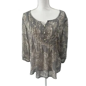 Old Navy graues Langarmshirt mit Paisleymuster Gr. M - Bild 1 von 7