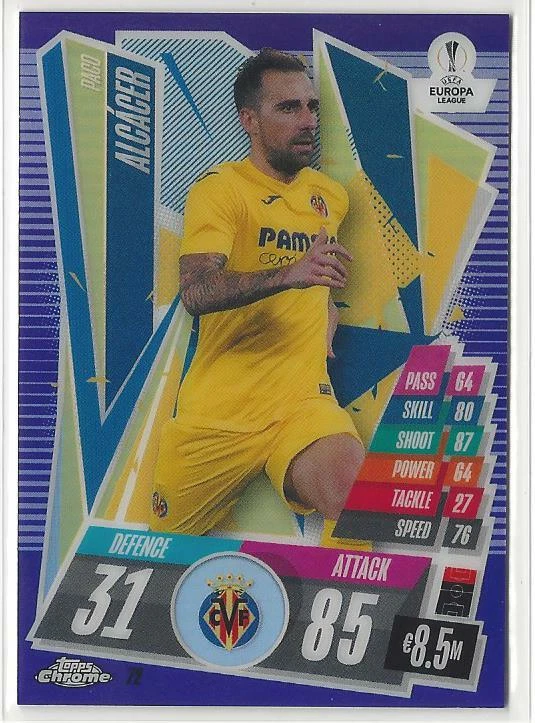 2020-21 Topps Chrome Match Attax Paco Alcacer Purple Refractor #/299 Villarreal - Image 1 of 1