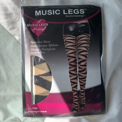 Pantimedias Music Legs talla única diseño de cinta opaca y spandex estilo 7268 Foto 1 de 2
