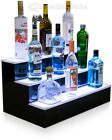 26" 3 Step Tier LED Lighted Shelves Illuminated Liquor Bottle Bar Display Stand