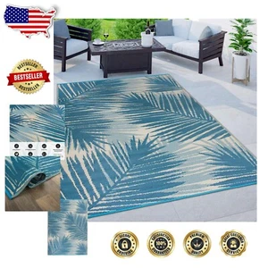 Stain-Resistant Tropical Floral Reversible Outdoor Rug 5'x7' for Any Environment - Picture 1 of 11