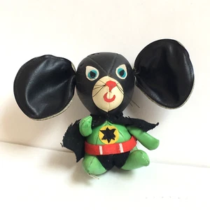 Vintage Faux Leather Mouse Stuffed Animal Made In Japan E1-121 - Picture 1 of 12