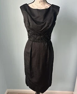 VTG NEW Black Party Dress Pat Sandler Highlights Beaded Cocktail 1950s -60 Sz SM - Picture 1 of 22