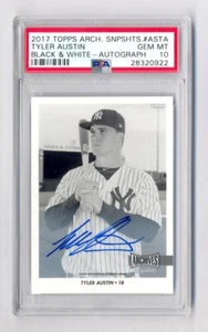 TYLER AUSTIN 2017 Archives Snapshots Black & White Auto Rc #6/25 PSA 10 Pop 1 - Picture 1 of 2