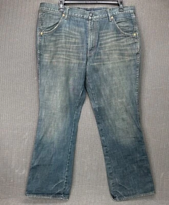 Pantalones de mezclilla Martin + Osa para hombre talla 40x32 BootCut azules desgastados aspecto de mezclilla sucio Foto 1 de 4