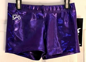 CHEER GK CHILD MEDIUM PURPLE MYSTIQUE MICRO MINI WORKOUT DANCE SHORTS Sz CM NWT - Picture 1 of 6